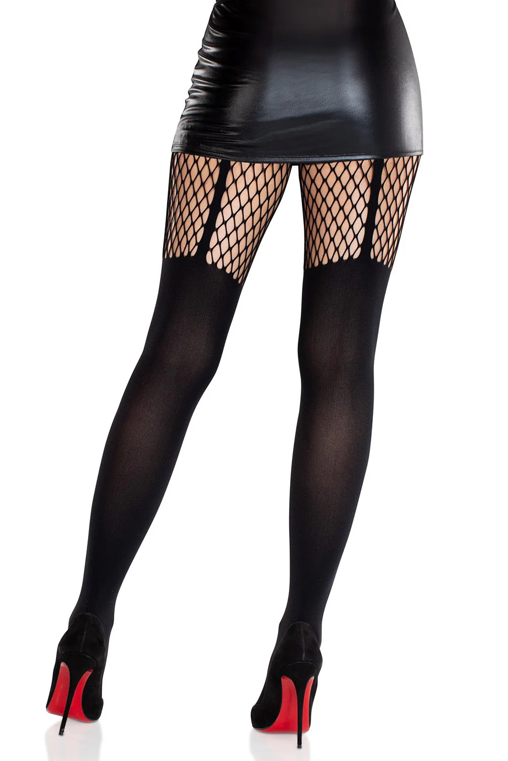 Seamless Opaque Garter Illusion Tights - Image 4