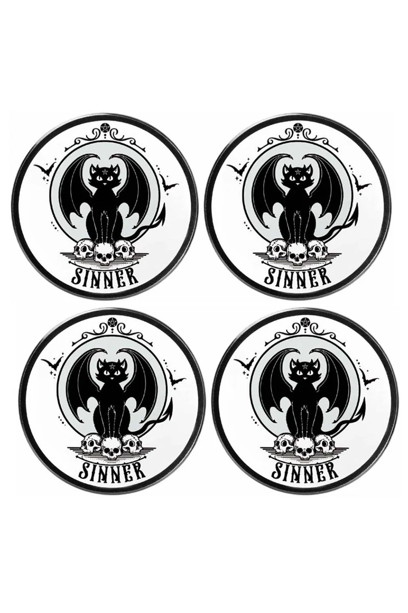 Sinner Black Cat Coaster Set [4 pcs]