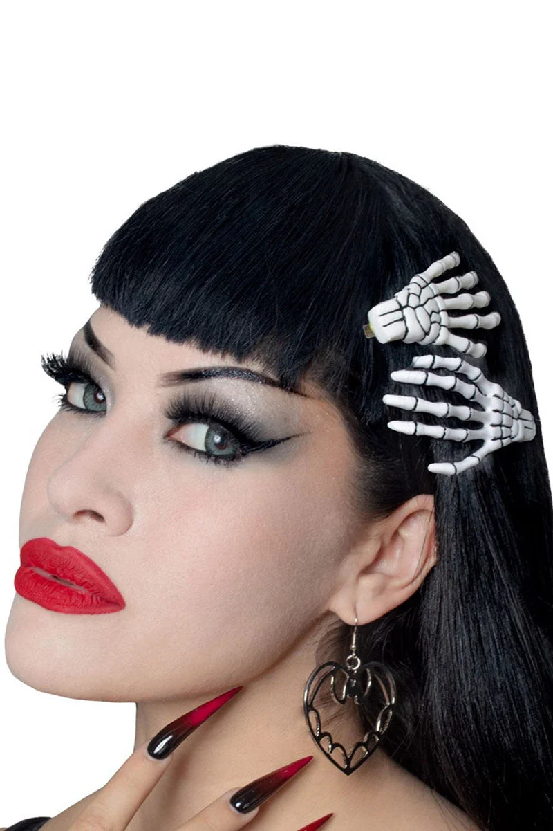 Skeleton Bone Hand Hairslides [White] - Image 2