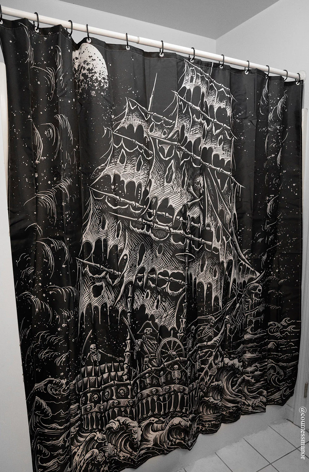 Skeleton Crew Pirate Ship Shower Curtain