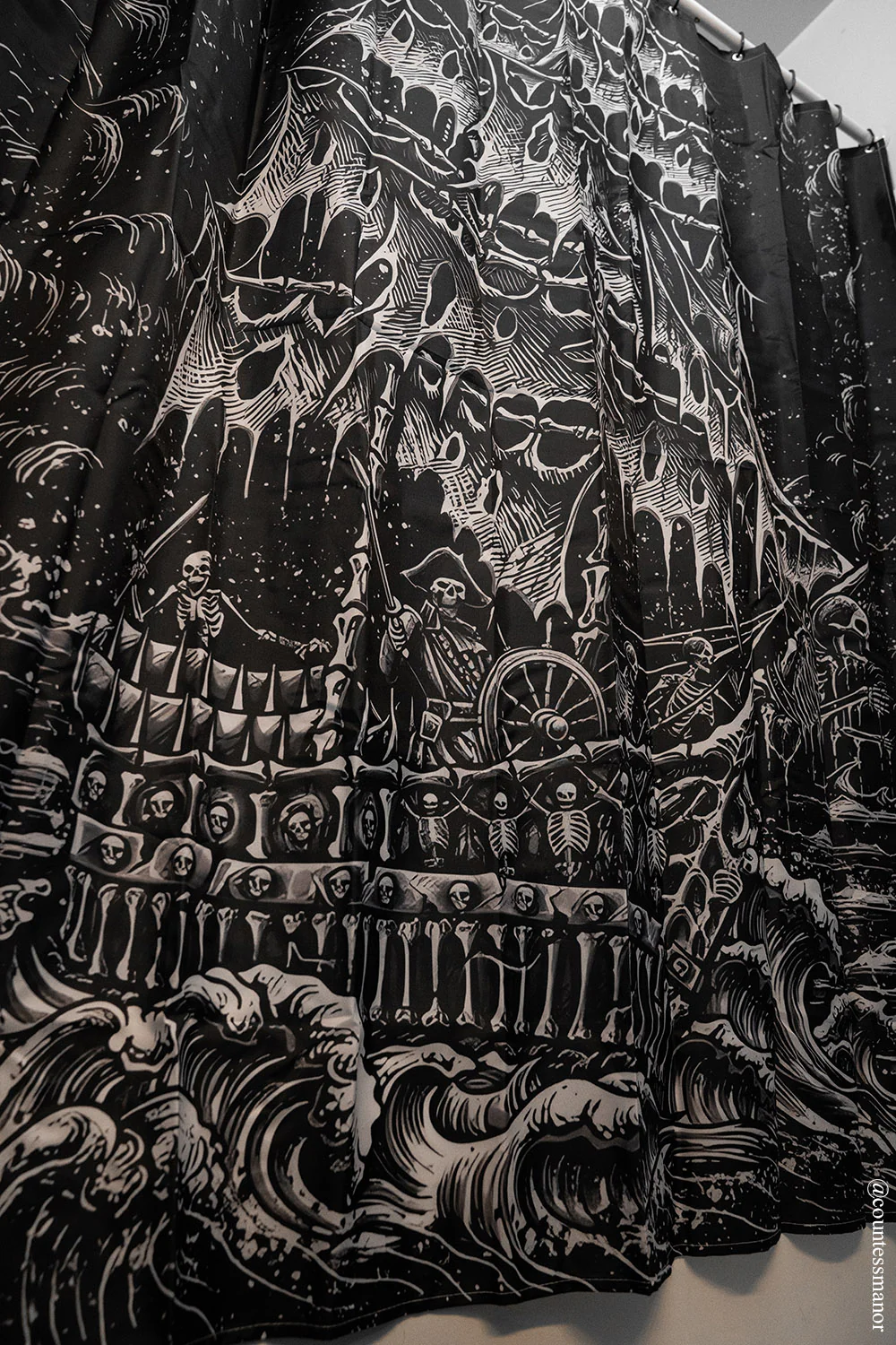 Skeleton Crew Pirate Ship Shower Curtain - Image 2