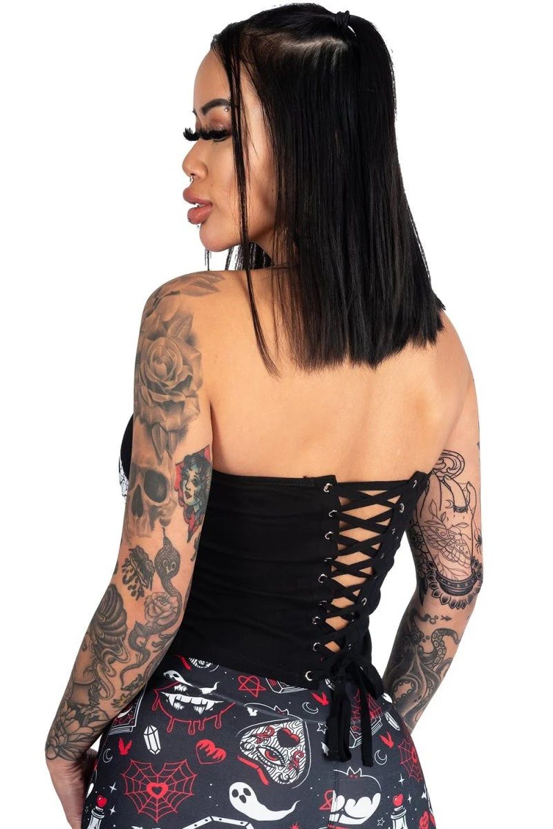 Skeleton Hands Corset Back Tee - Image 2