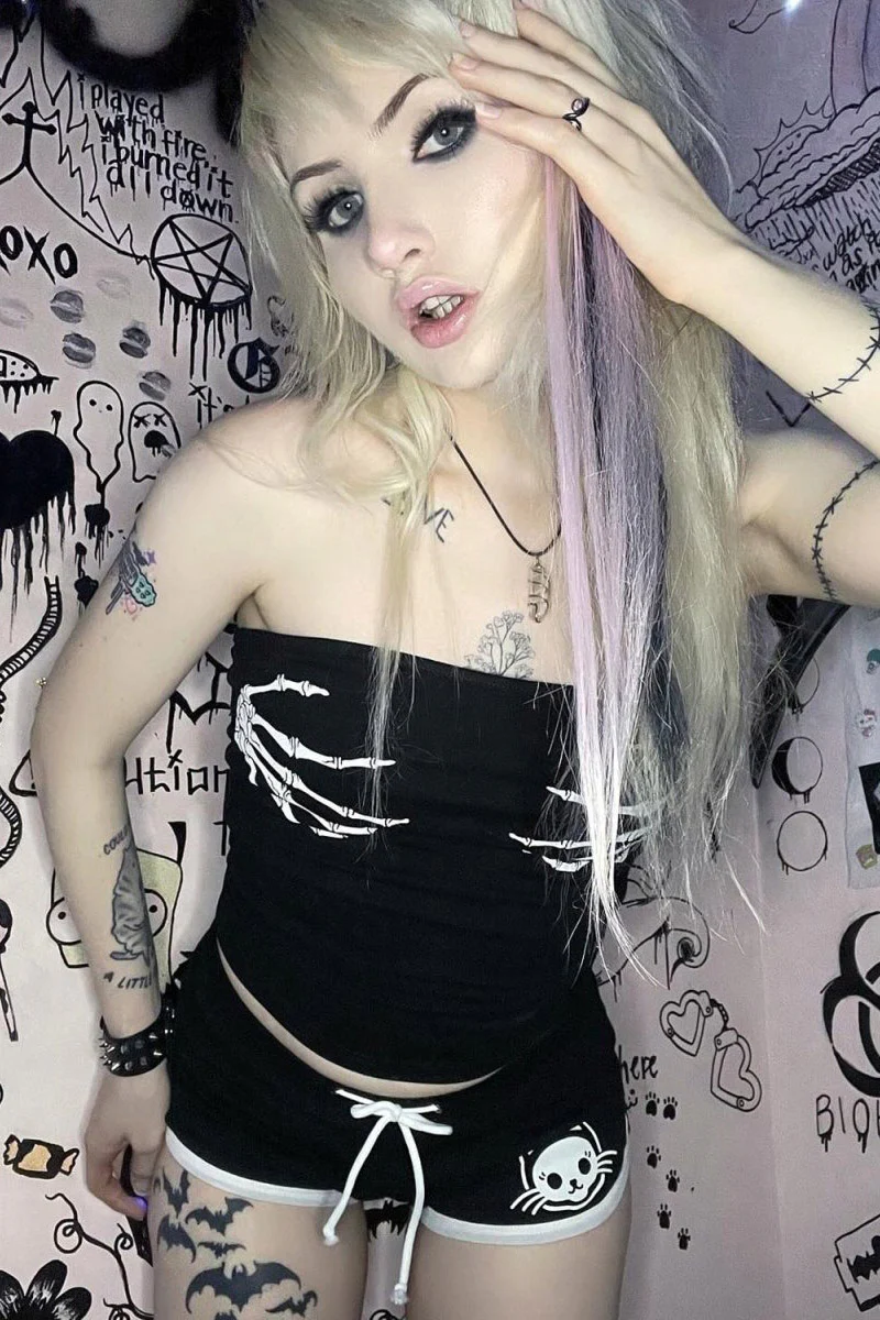 Skeleton Hands Corset Back Tee - Image 3