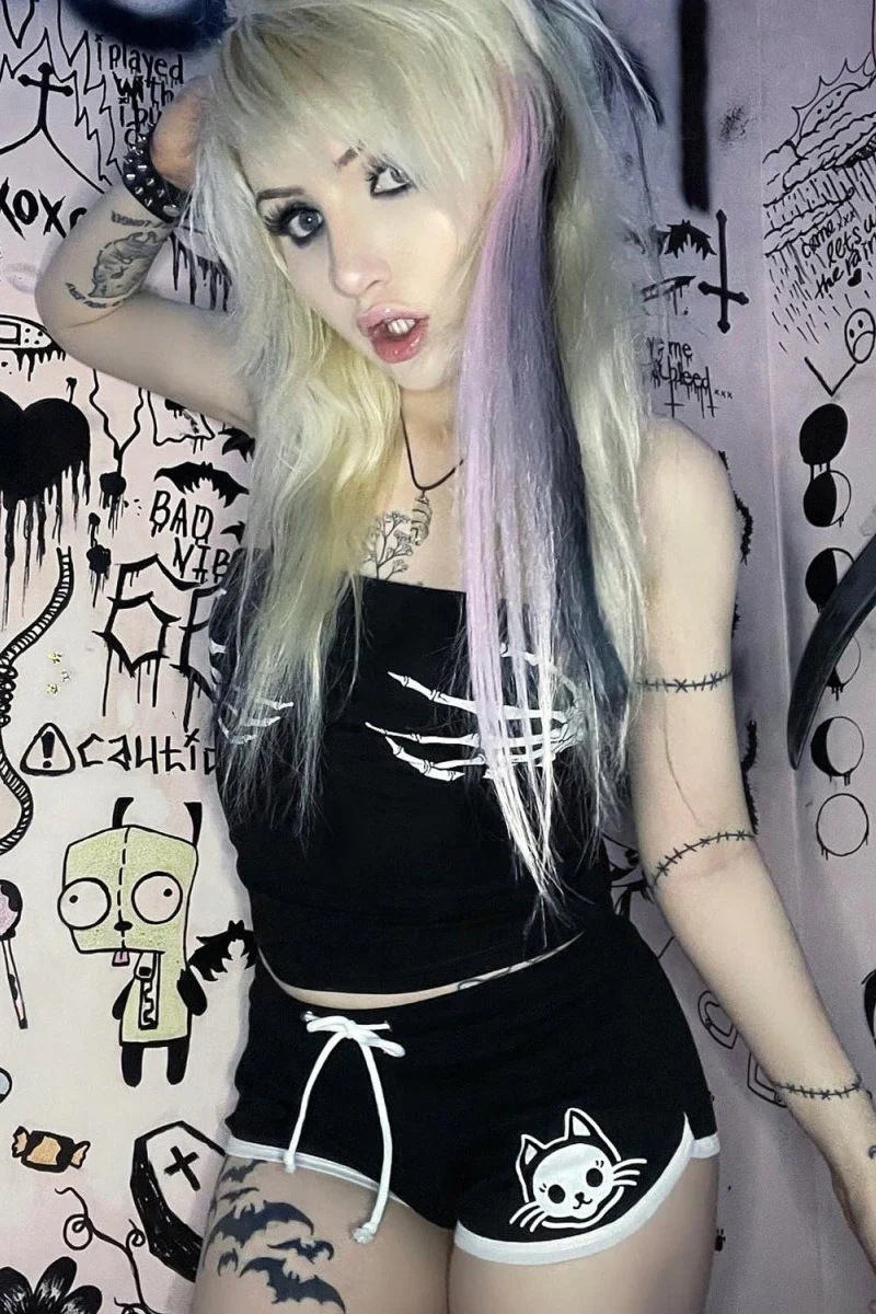 Skeleton Hands Corset Back Tee - Image 4