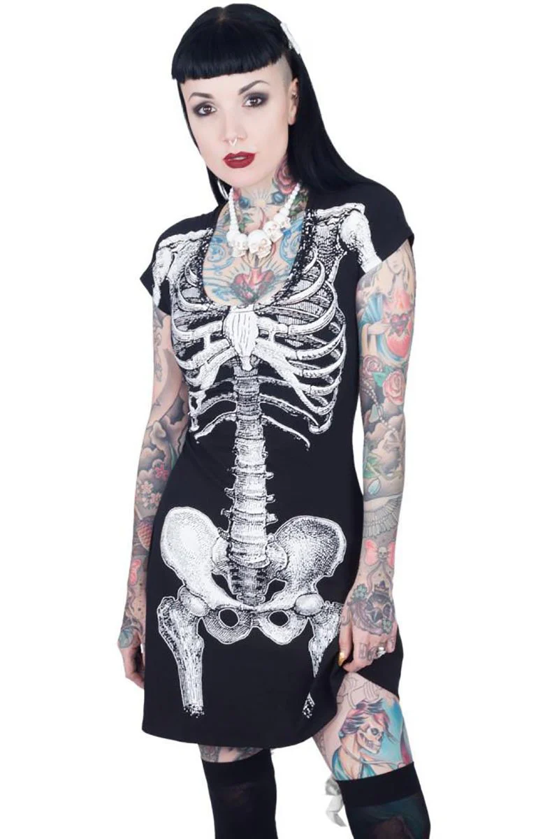 Skeleton White Flare Dress - Image 4