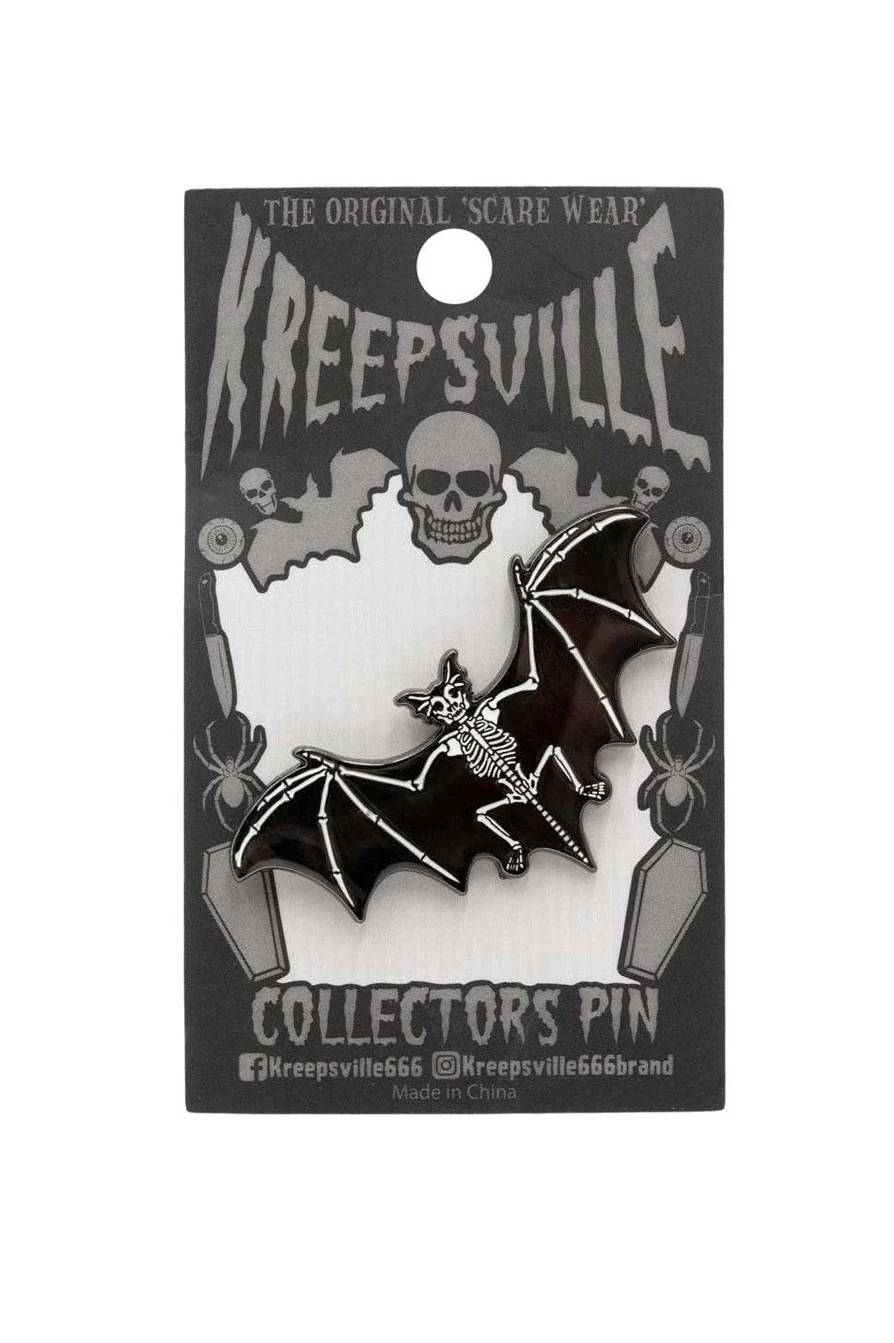Skelli Bat Glow Enamel Pin - Image 3