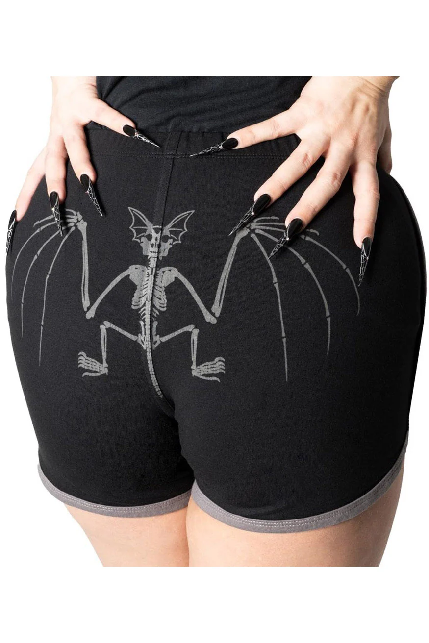 Skelli Bat Womens Booty Shorts - Image 3