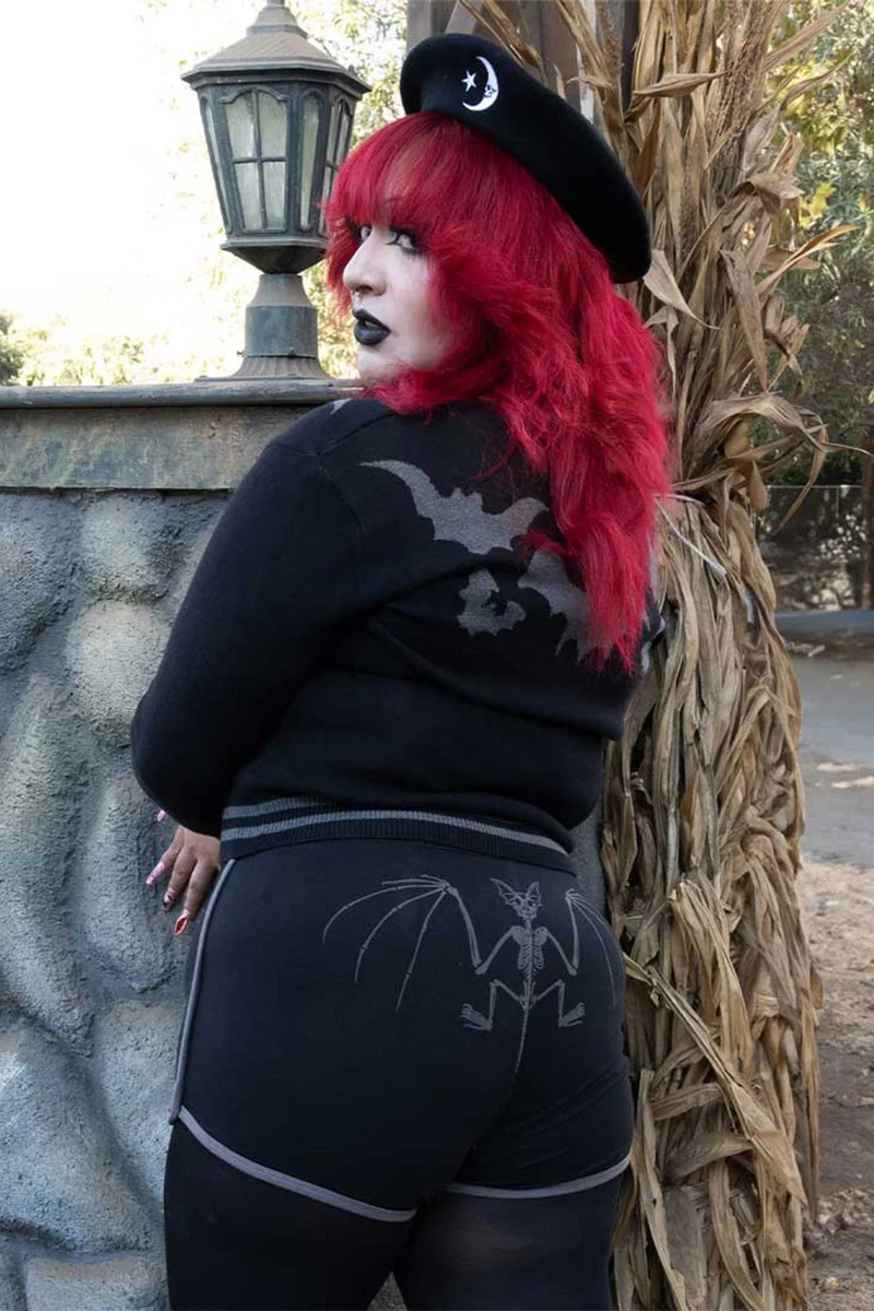 Skelli Bat Womens Booty Shorts - Image 4
