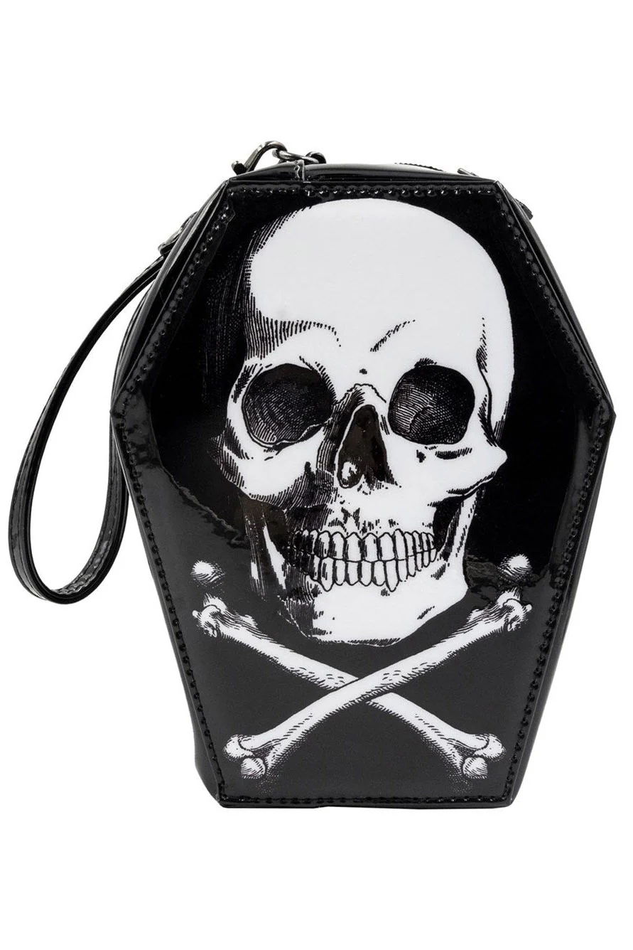 Skull and Crossbones Coffin Wristlet Purse