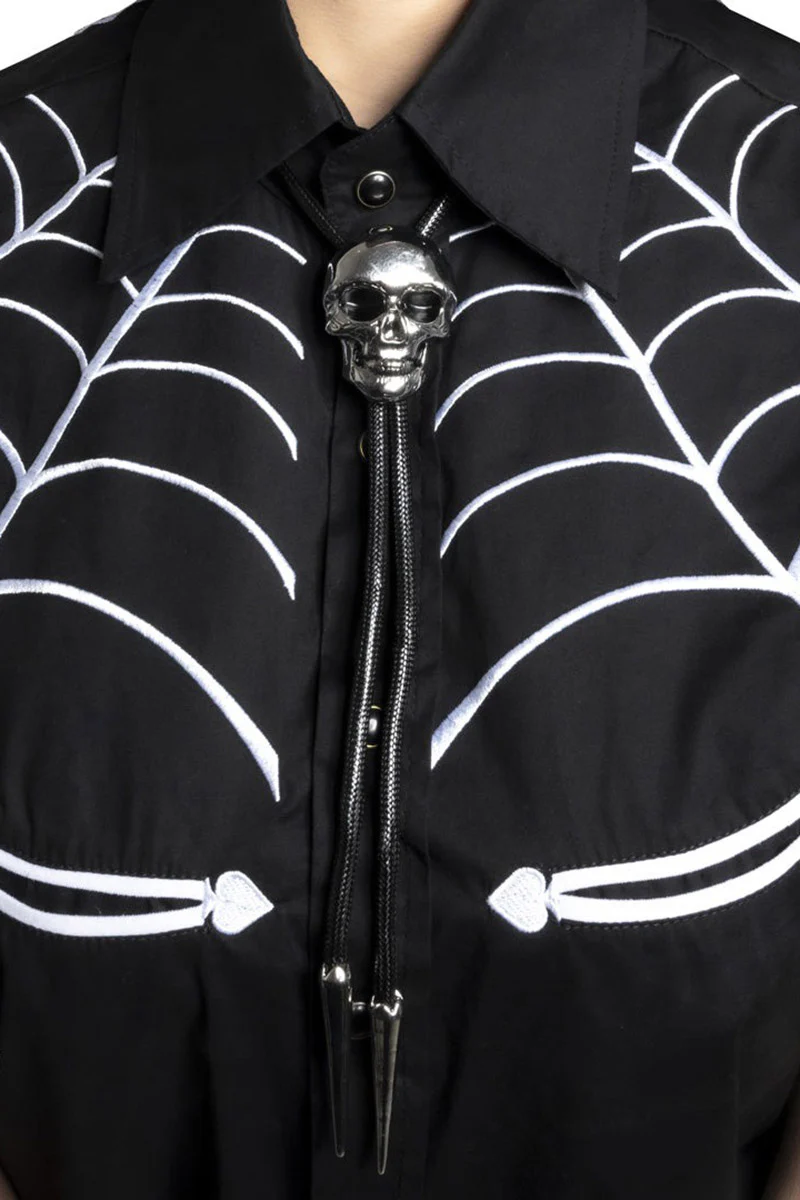 Skull Chrome Bolo Western Tie - Image 2