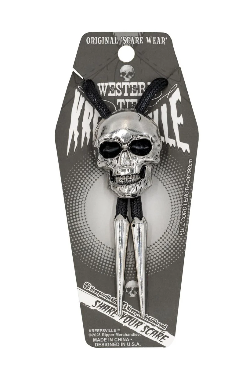 Skull Chrome Bolo Western Tie - Image 6