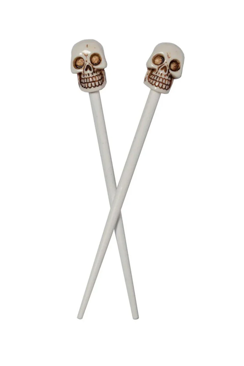 Skull Collection White Hair Sticks