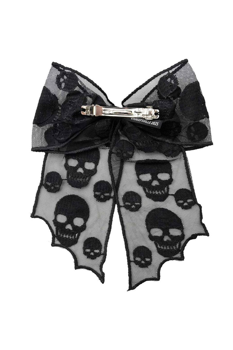 Skull Lace Hair Bow - Image 2