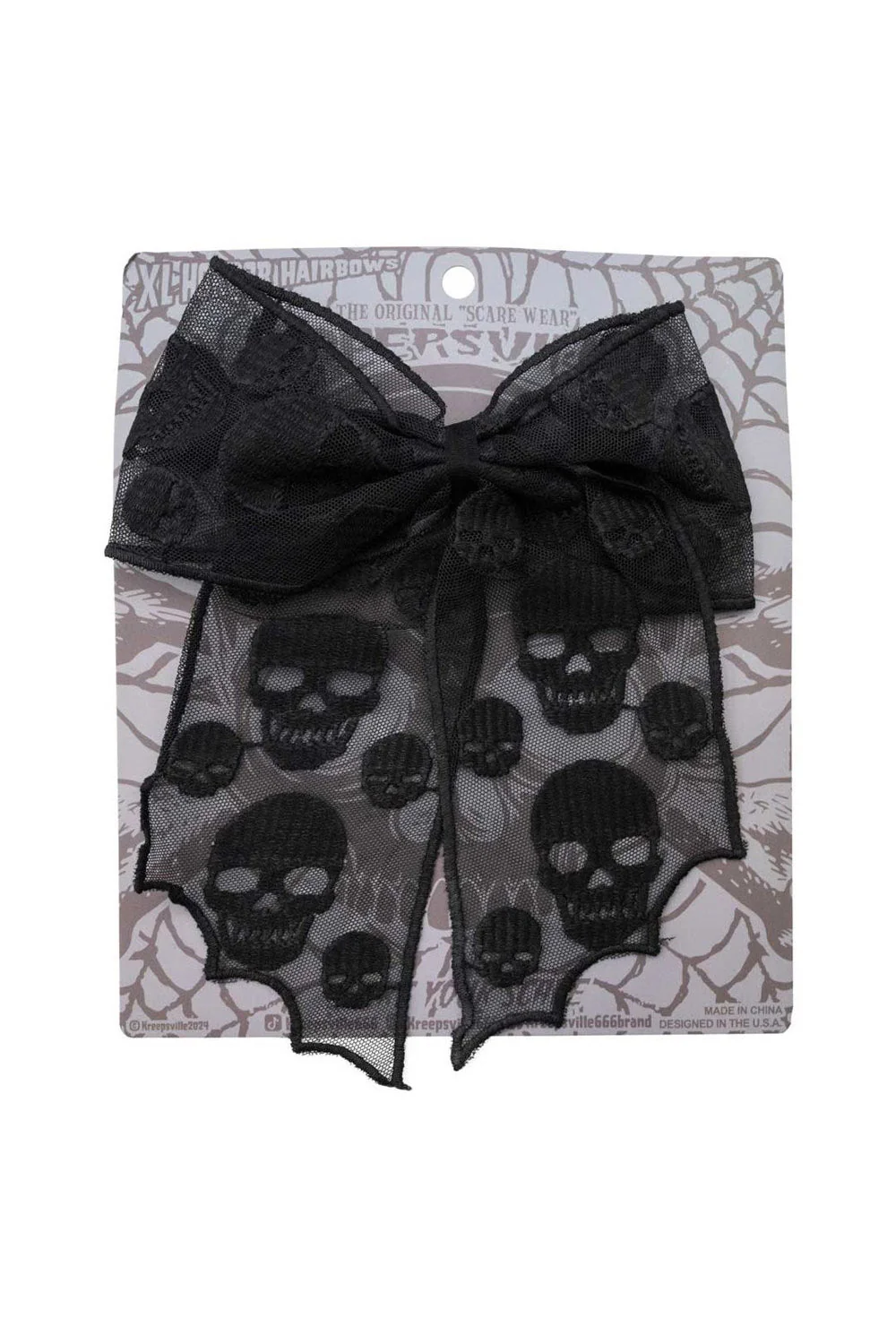Skull Lace Hair Bow - Image 3