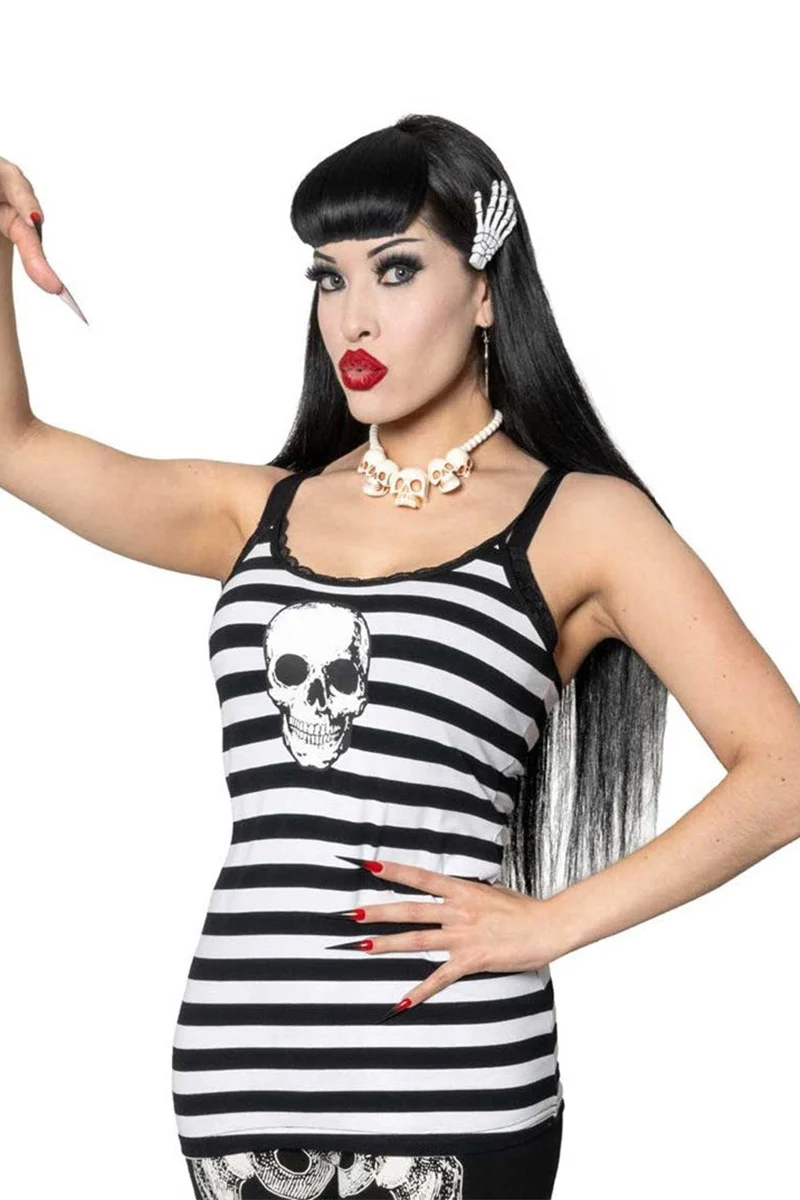 Skull Striped Lace Cami Top - Image 2