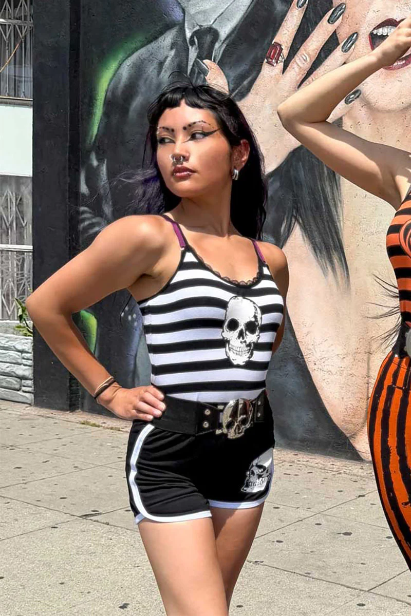 Skull Striped Lace Cami Top - Image 6