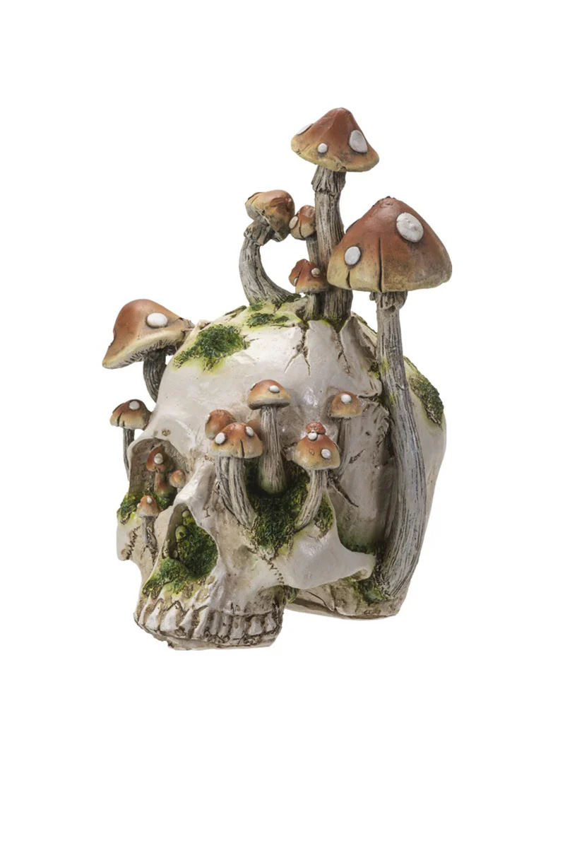 Skull with Mushrooms Statue - Image 3