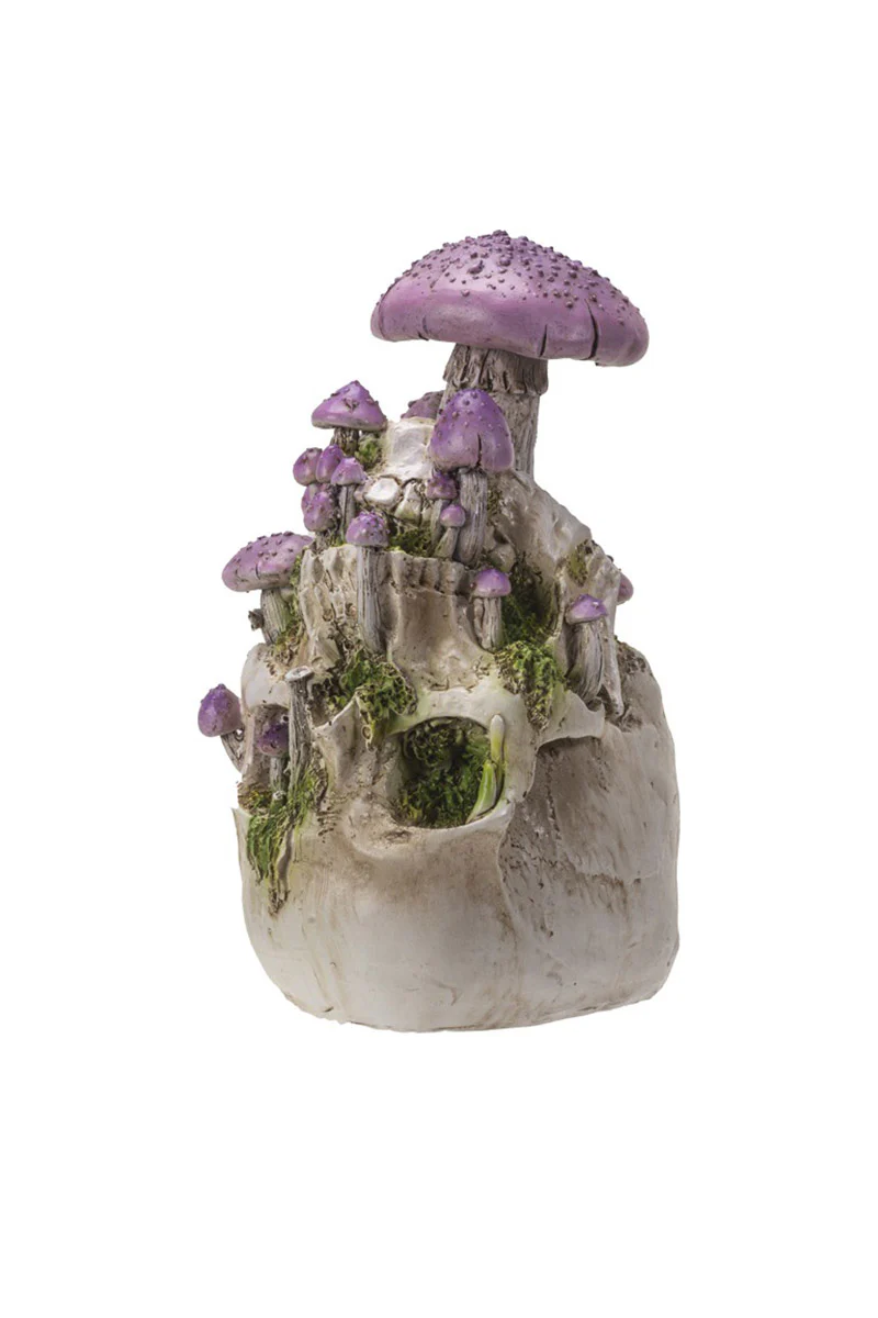 Skull With Purple Mushrooms Statue - Image 2