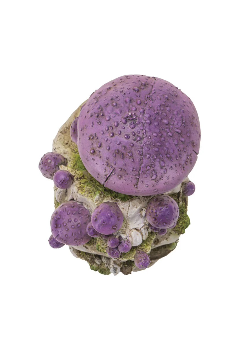 Skull With Purple Mushrooms Statue - Image 3