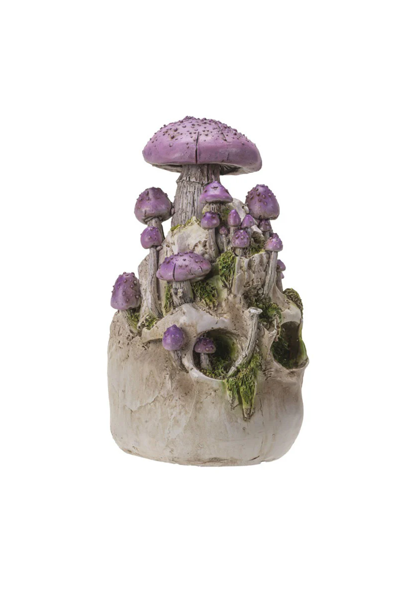 Skull With Purple Mushrooms Statue - Image 4