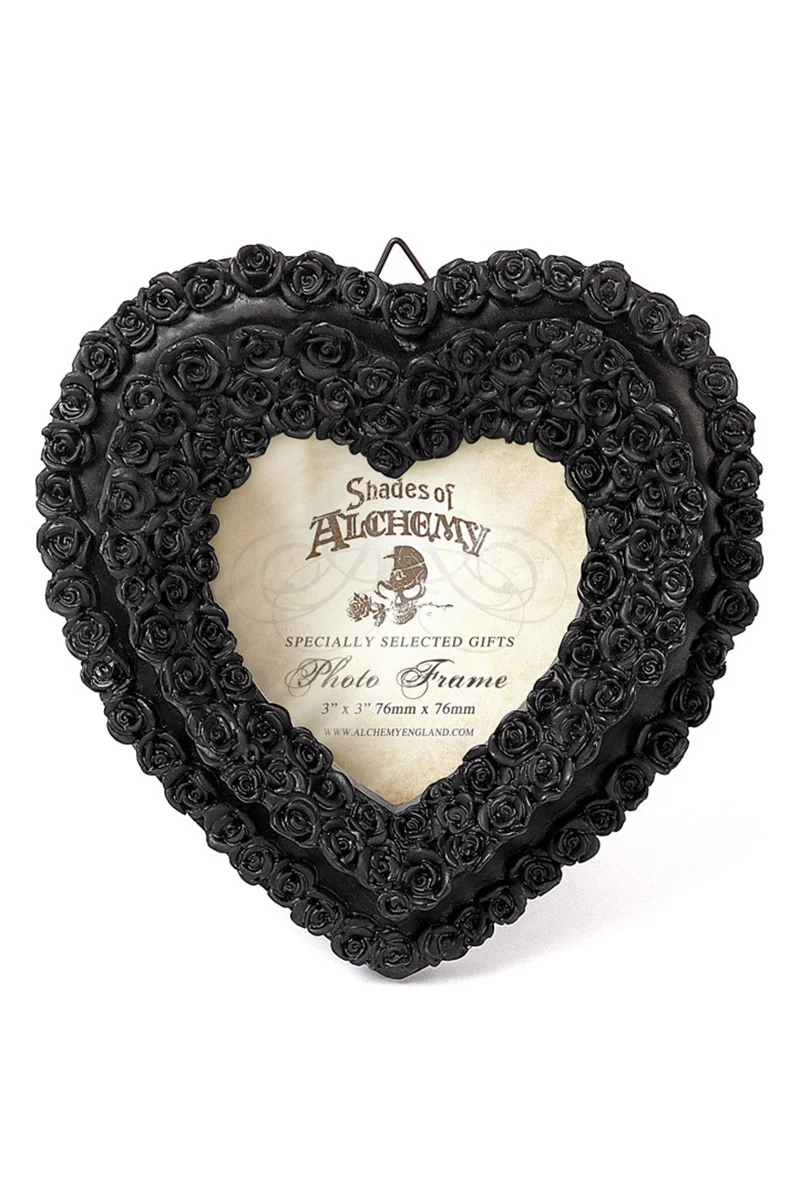 Small Black Rose Heart Photo Frame