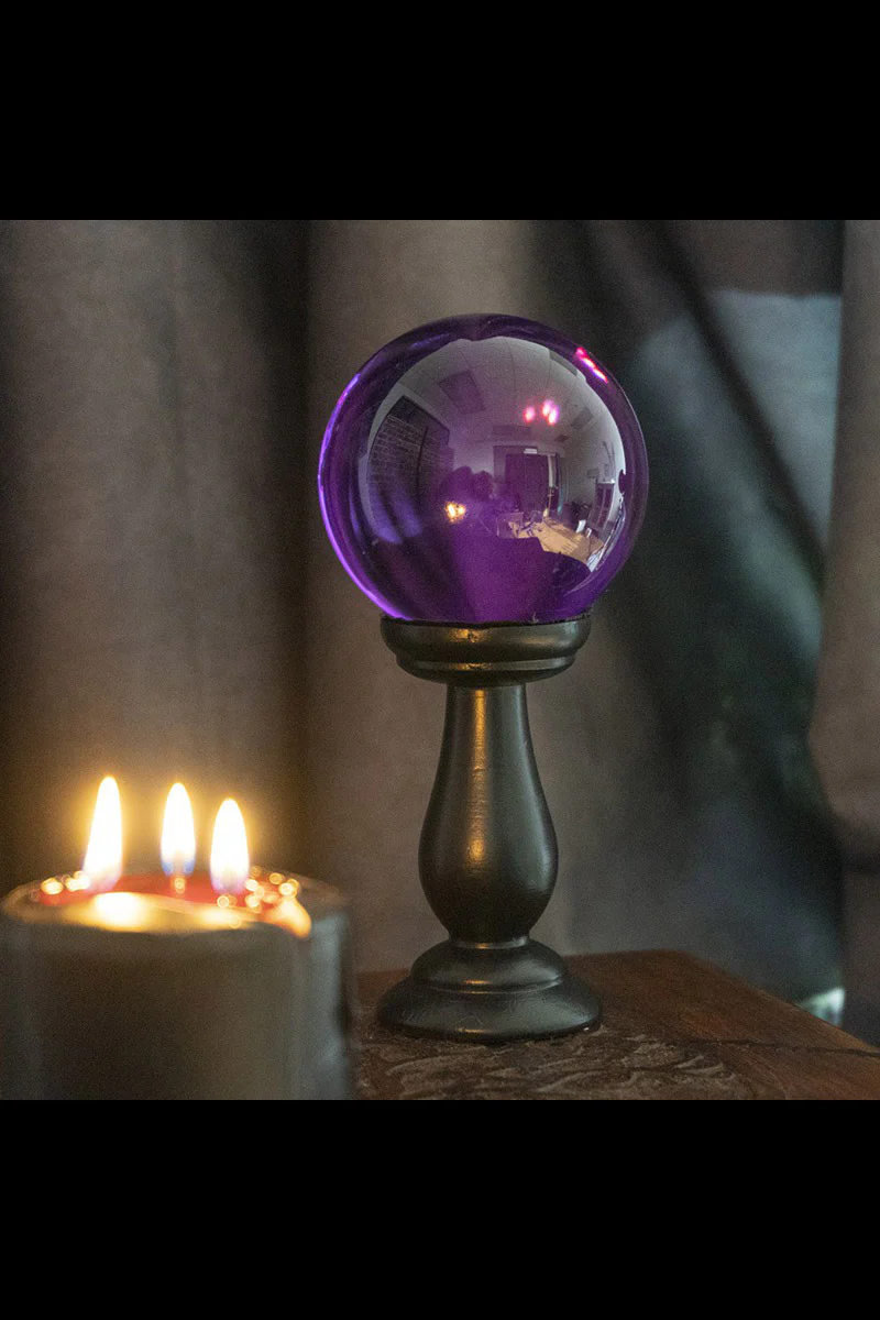 Small Purple Crystal Ball on Stand - Image 5