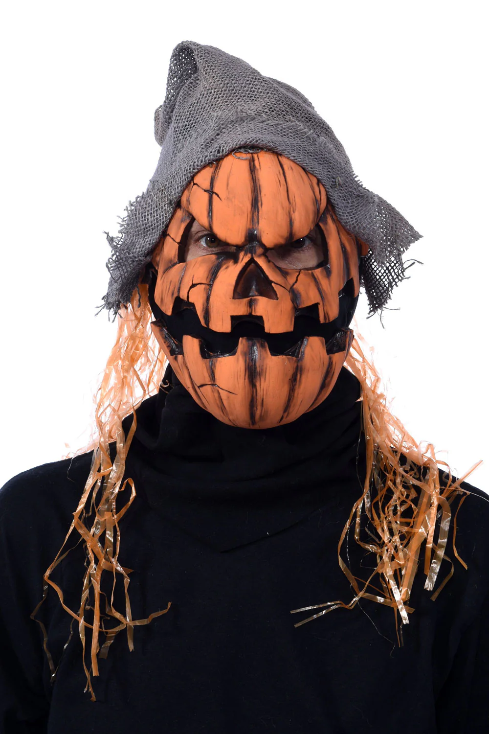 Smashing Jack-O-Lantern Scarecrow Latex Mask w/ Moving Mouth - Image 2