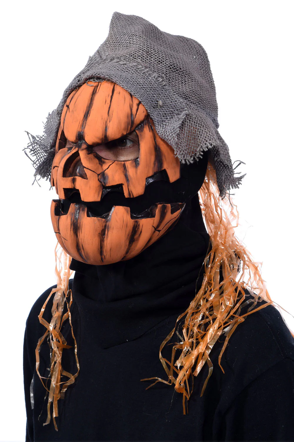 Smashing Jack-O-Lantern Scarecrow Latex Mask w/ Moving Mouth - Image 3