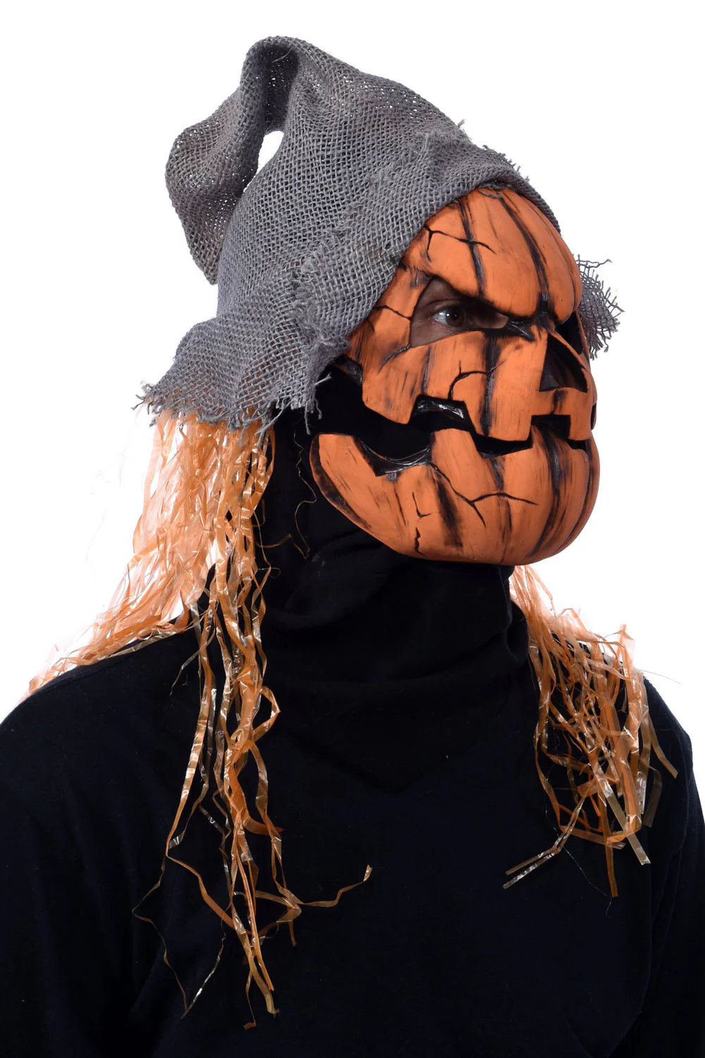 Smashing Jack-O-Lantern Scarecrow Latex Mask w/ Moving Mouth - Image 5