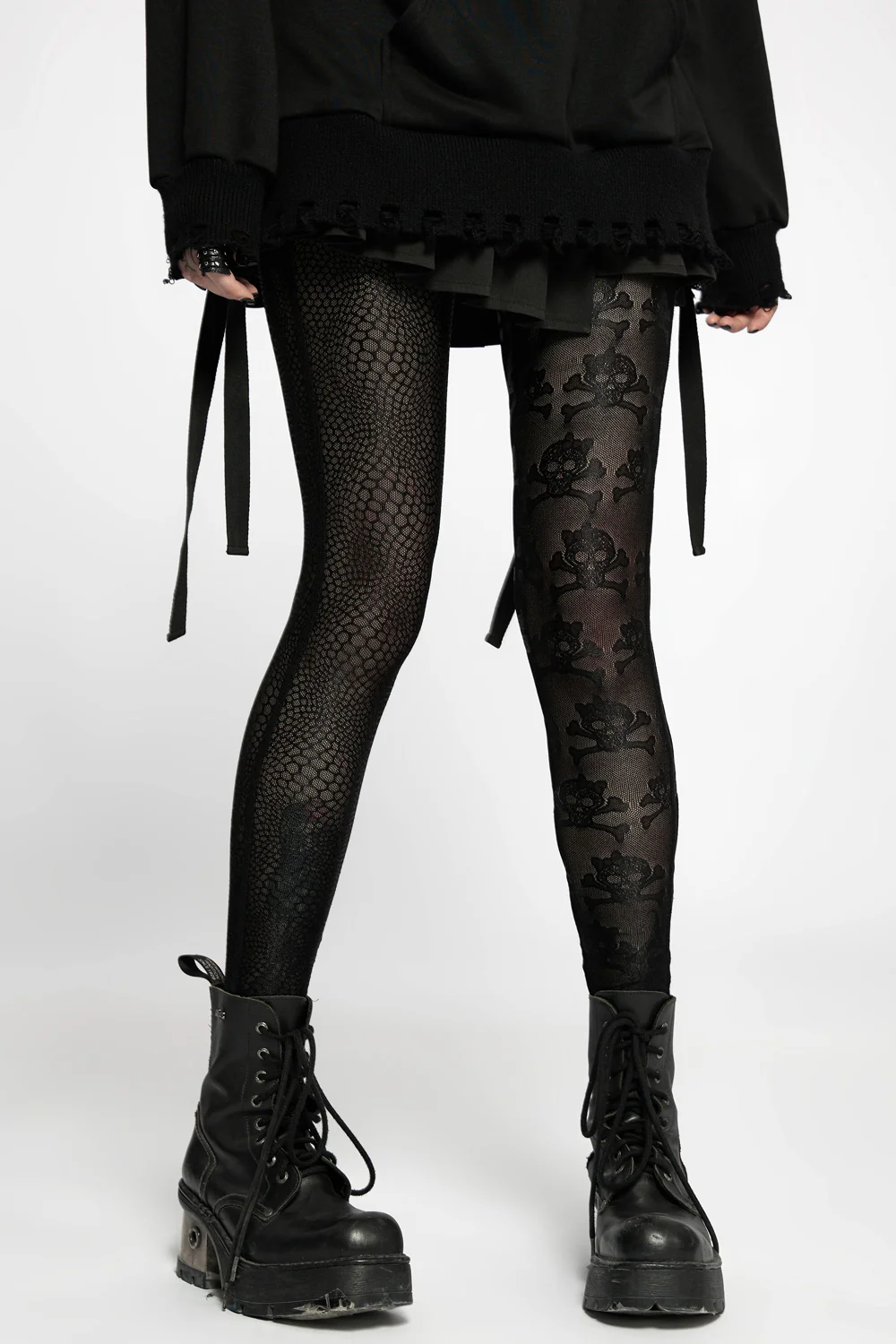 Snakes and Skulls Split Leg Mesh Leggings
