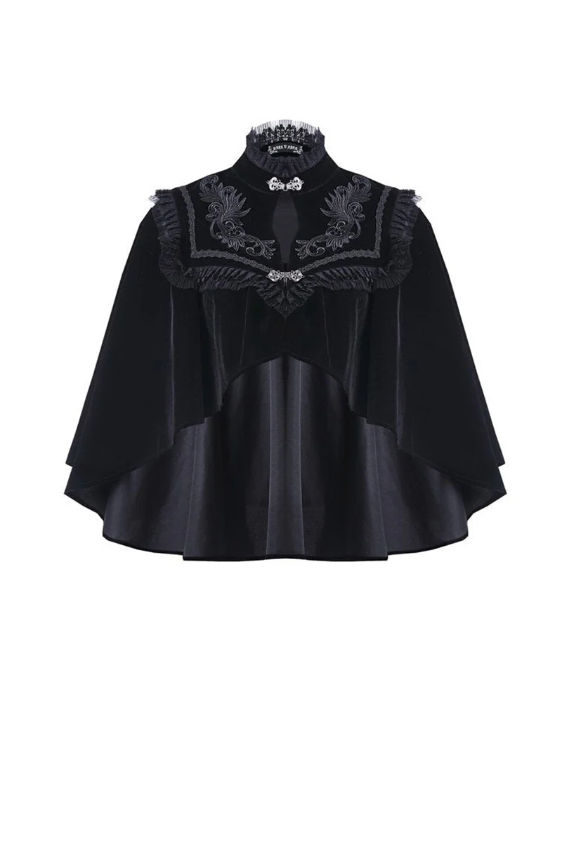 Snow Fright Embroidered Goth Cape - Image 2