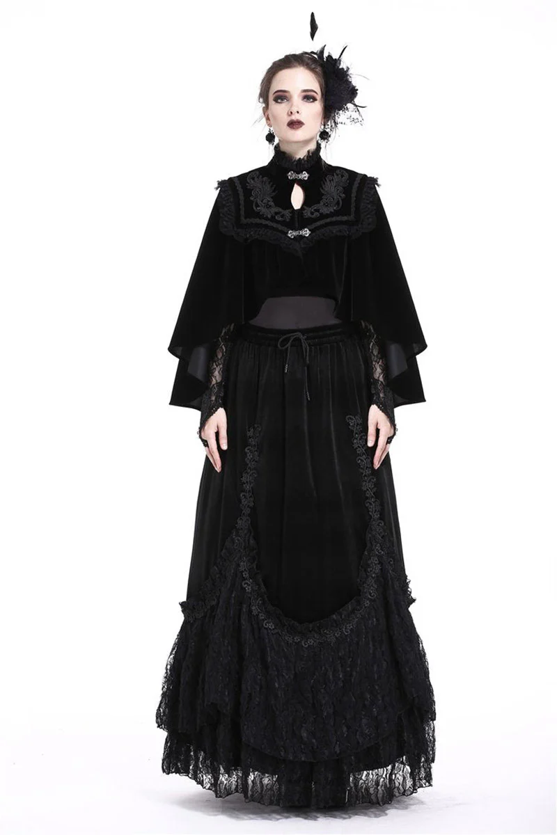 Snow Fright Embroidered Goth Cape - Image 4