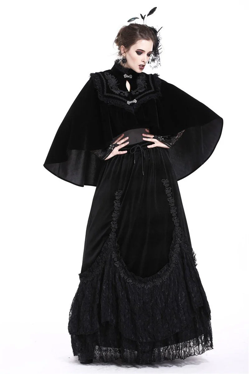 Snow Fright Embroidered Goth Cape - Image 5