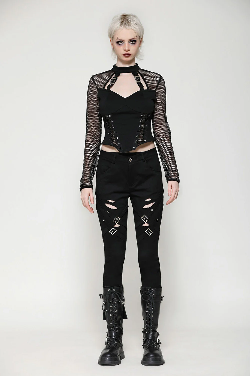 Sorrowful Fishnet Long Sleeve Top