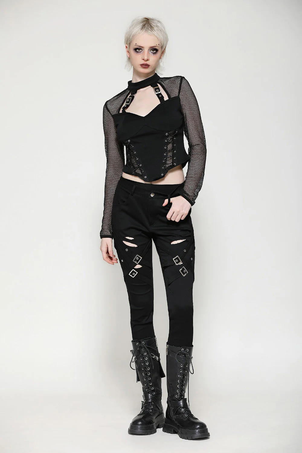Sorrowful Fishnet Long Sleeve Top - Image 5