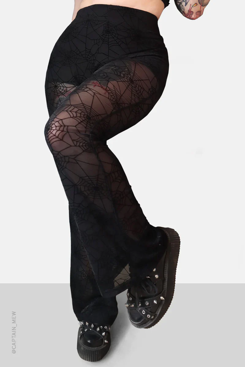 Spider Web Mesh Flare Pants