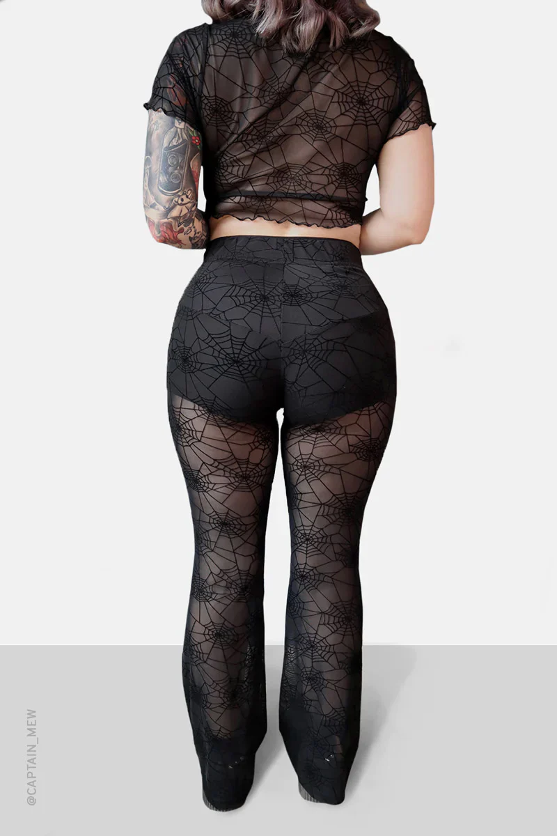Spider Web Mesh Flare Pants - Image 3