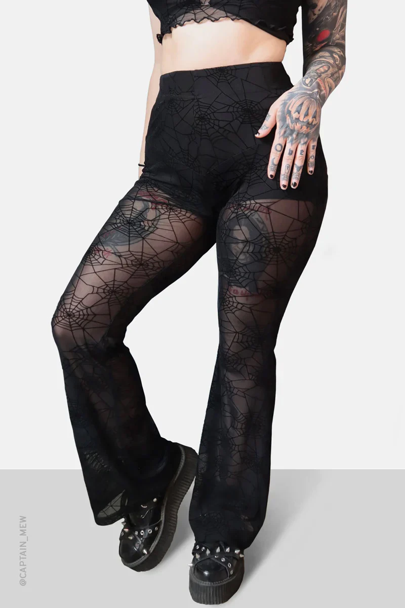 Spider Web Mesh Flare Pants - Image 4