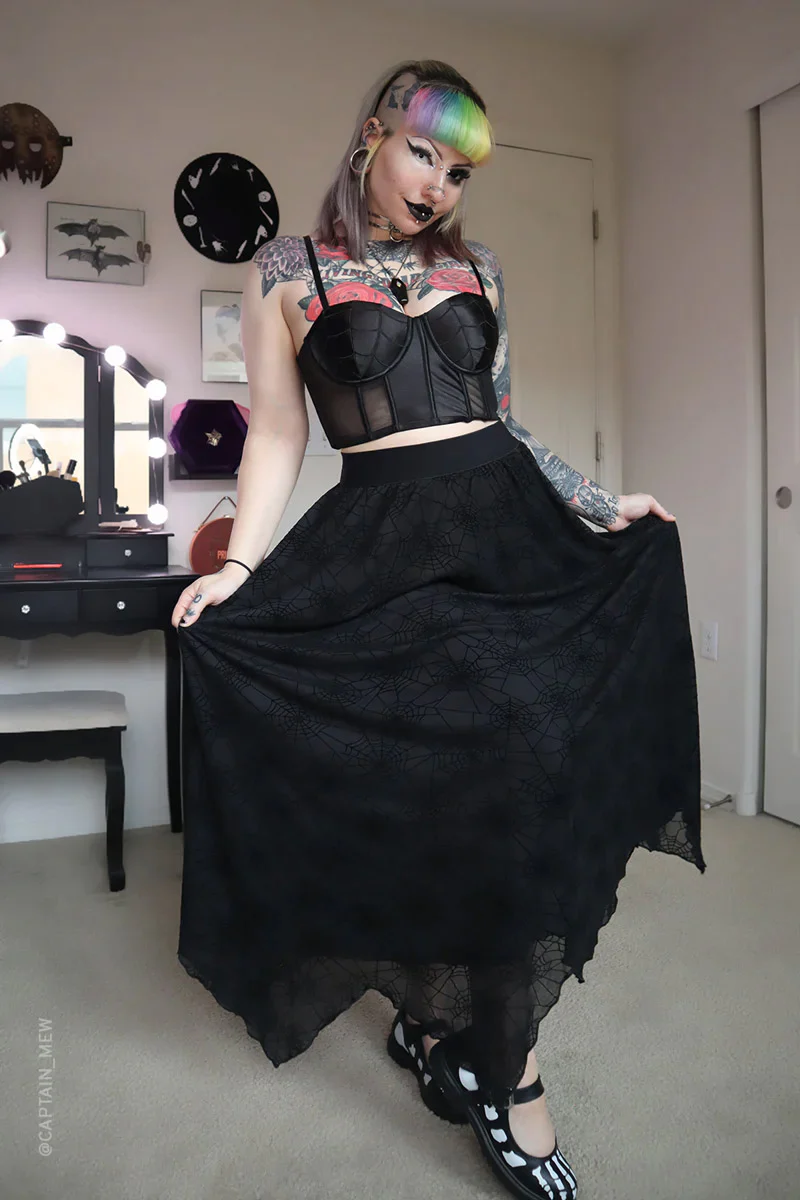 Spider Web Mesh Maxi Skirt [with Liner] - Image 4