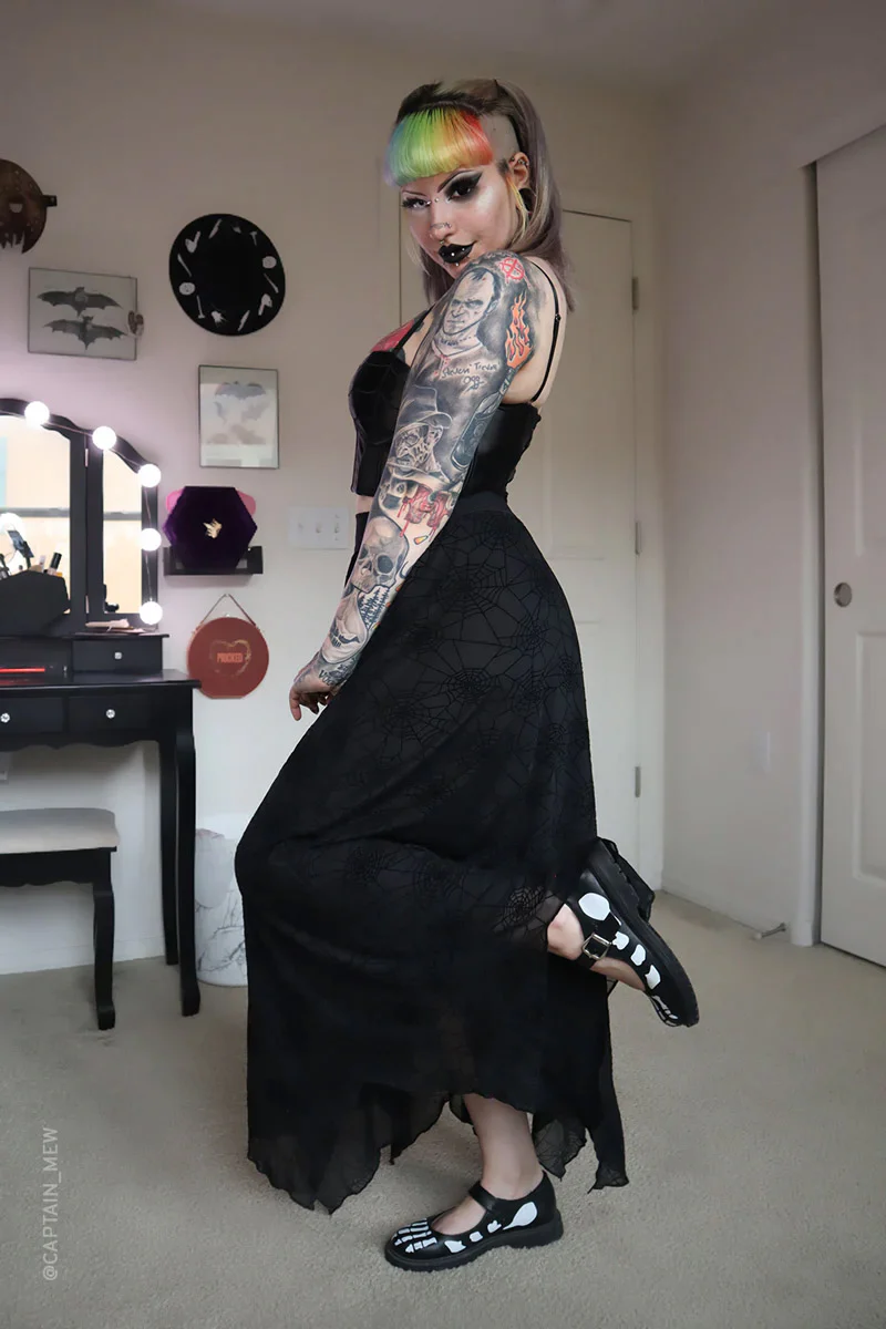 Spider Web Mesh Maxi Skirt [with Liner] - Image 5