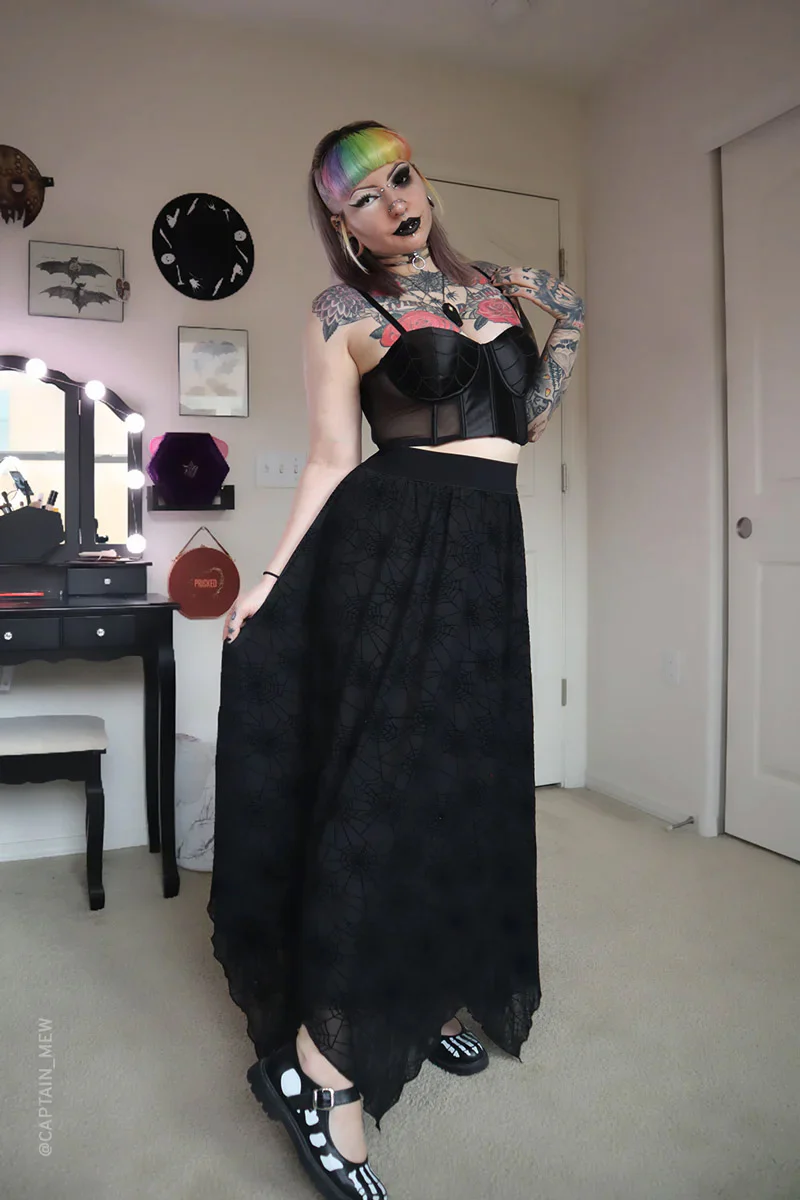 Spider Web Mesh Maxi Skirt [with Liner] - Image 6