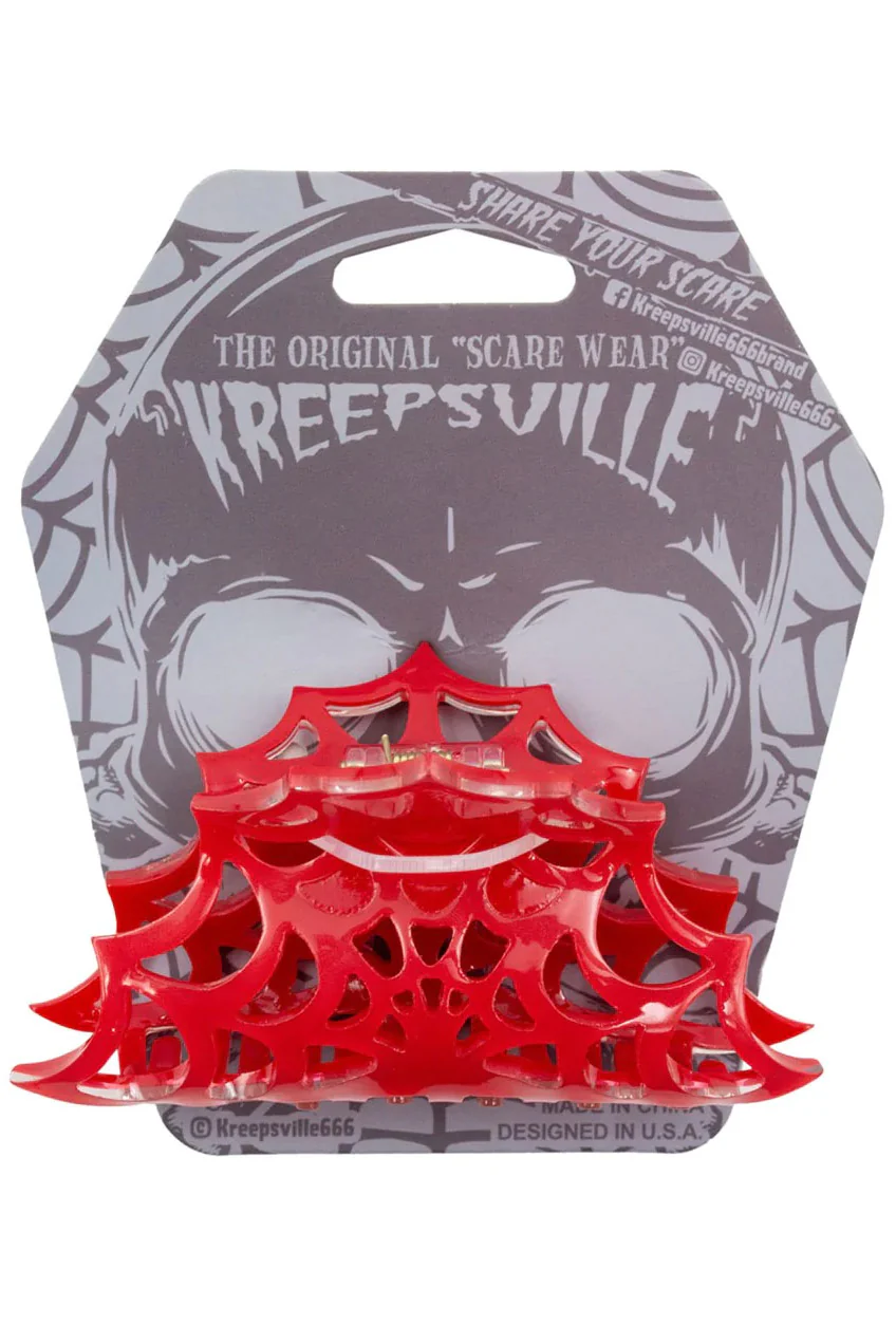 Spiderweb Hair Claw Clip [RED] - Image 4
