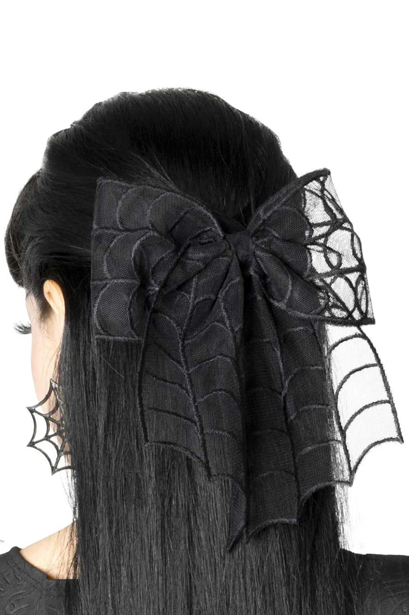 Spiderweb Lace Hair Bow - Image 2