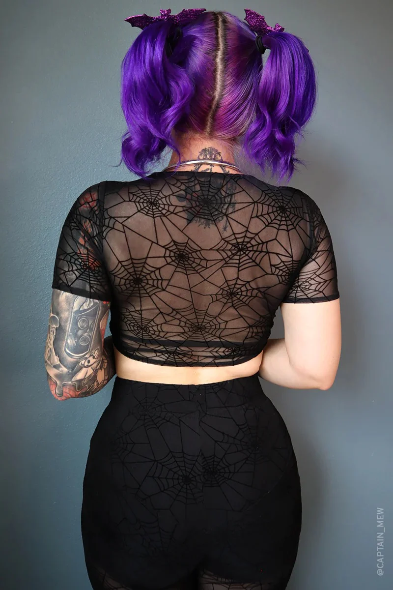 Spiderweb Mesh Front Tie Top - Image 3
