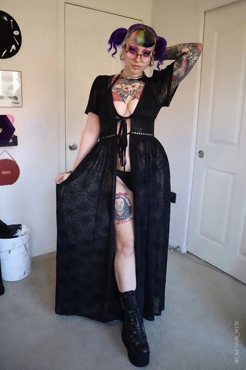Spiderweb Mesh Kimono Dress - Image 2
