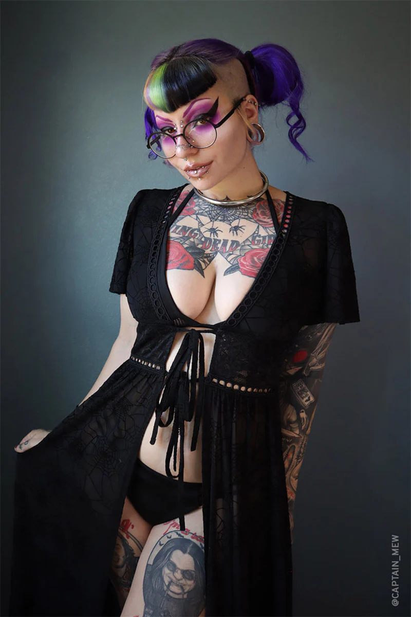 Spiderweb Mesh Kimono Dress - Image 3