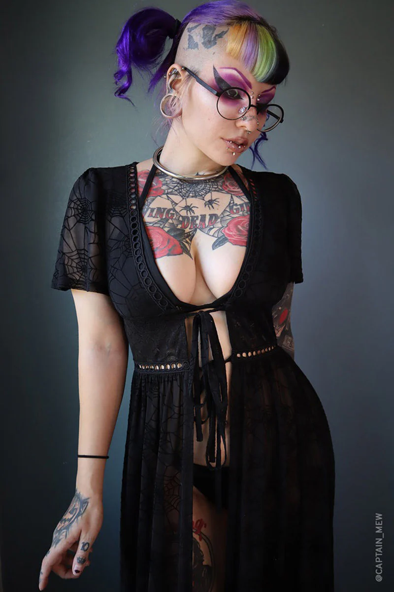 Spiderweb Mesh Kimono Dress - Image 4