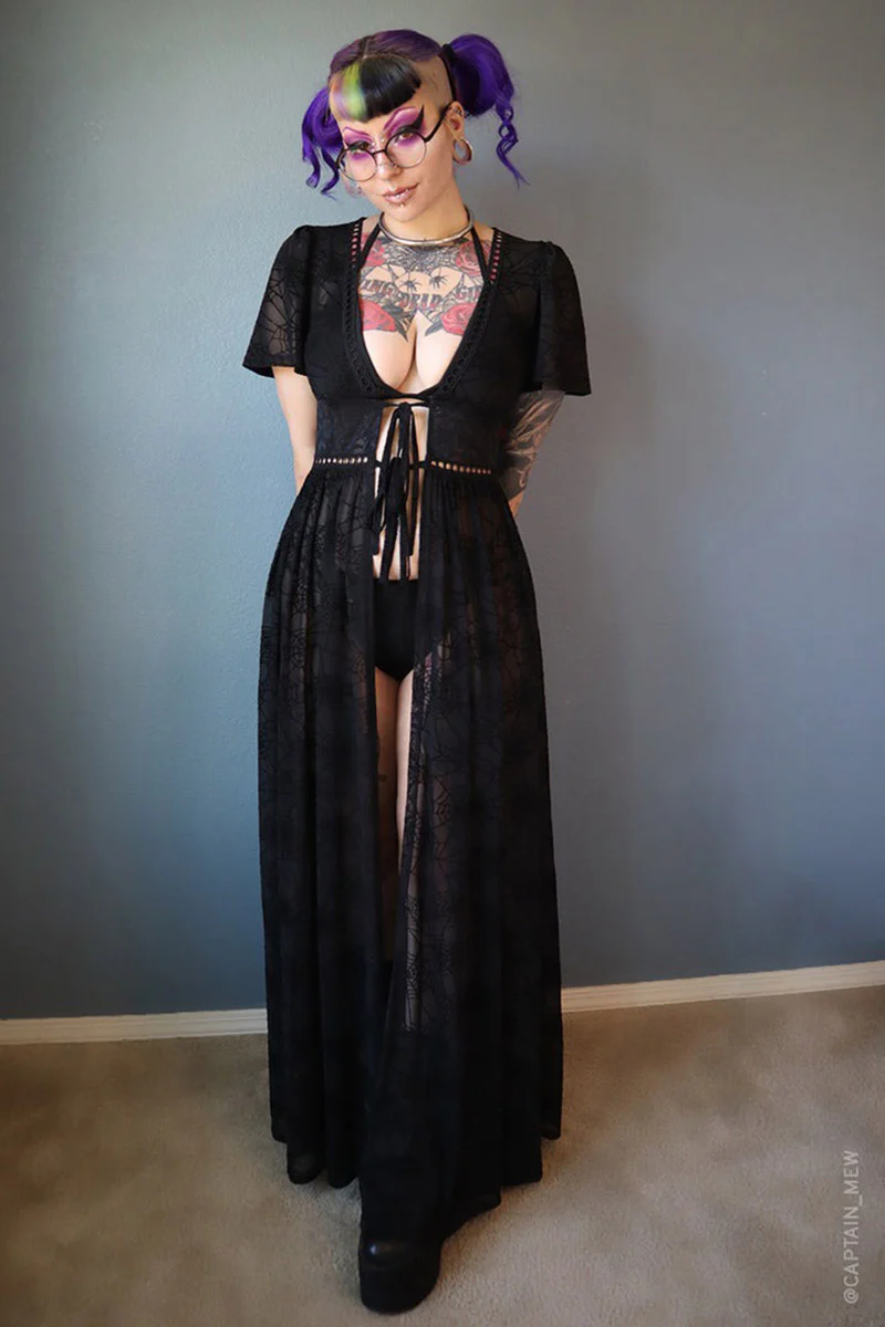 Spiderweb Mesh Kimono Dress - Image 7