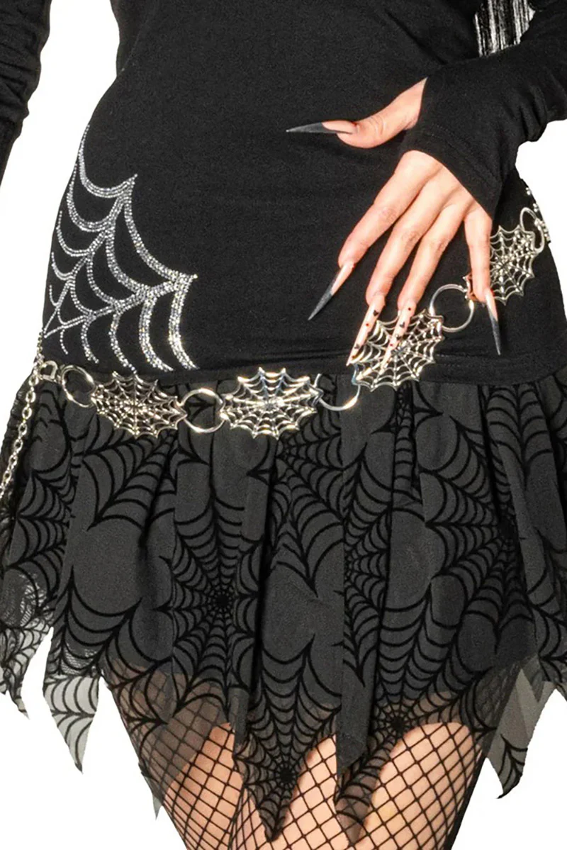 Spiderweb Silver Chain Belt