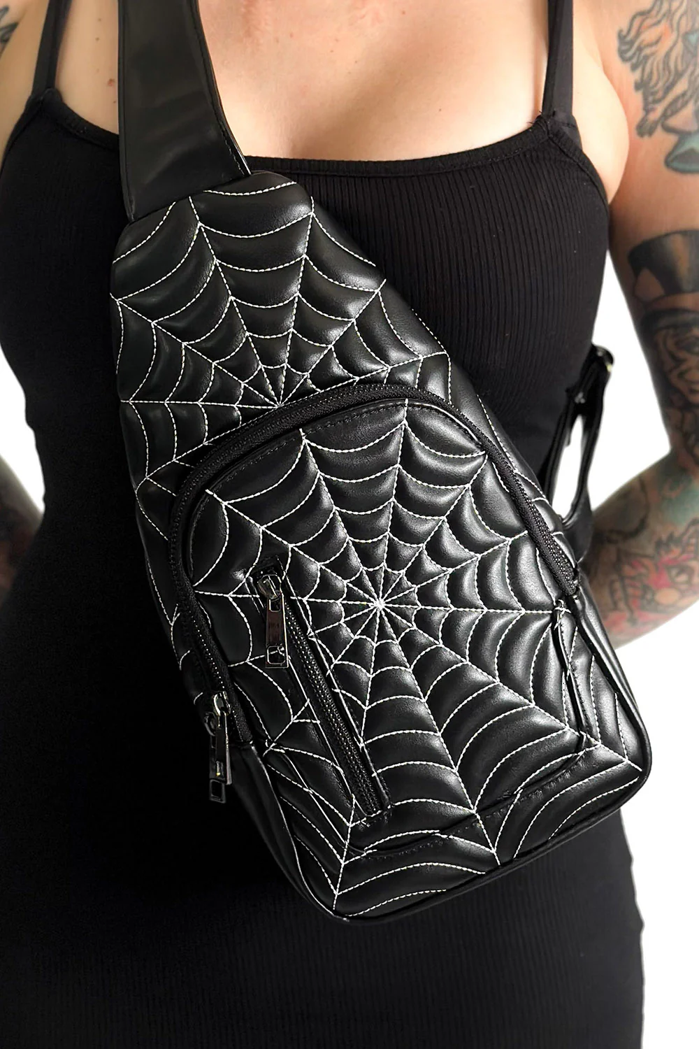 Spiderweb Sling Bag [Black/White] - Image 2